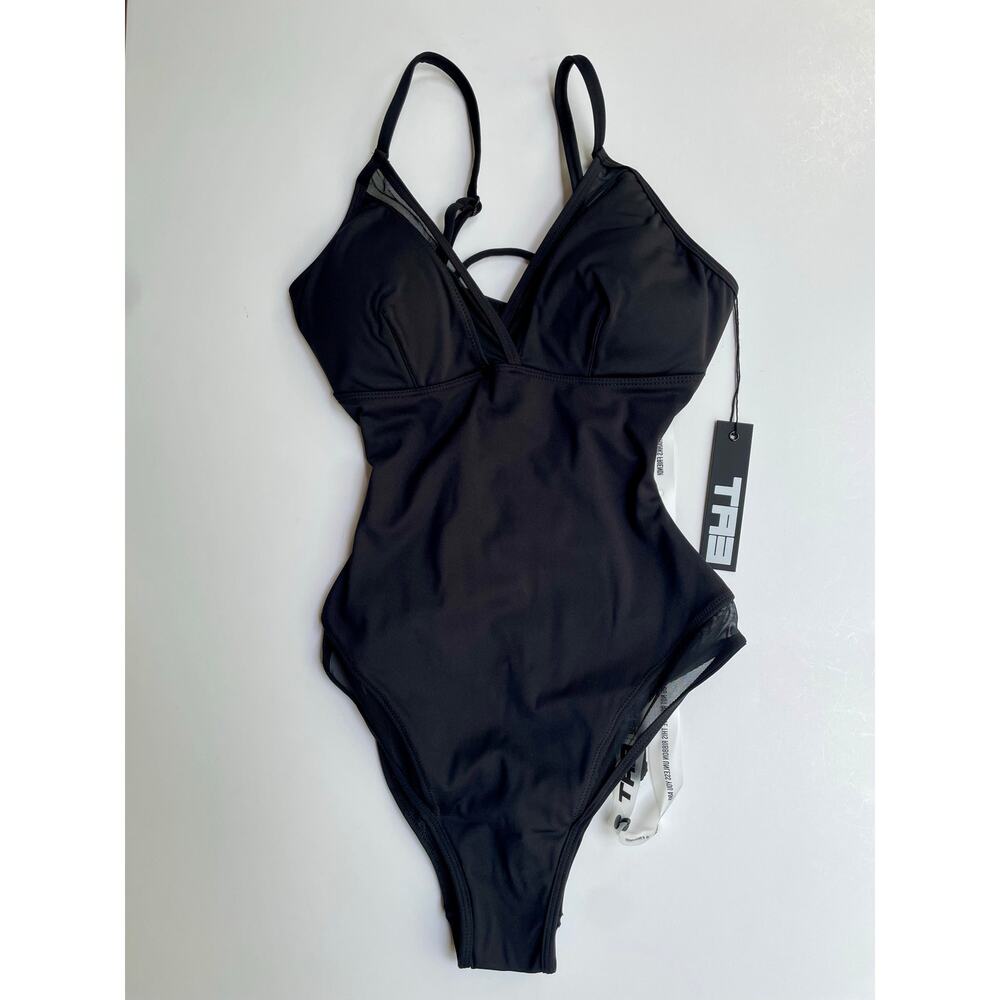 TA3 Mesh One Piece Swimsuit Corset Sculpting Black Size XS Regular/Long NEW